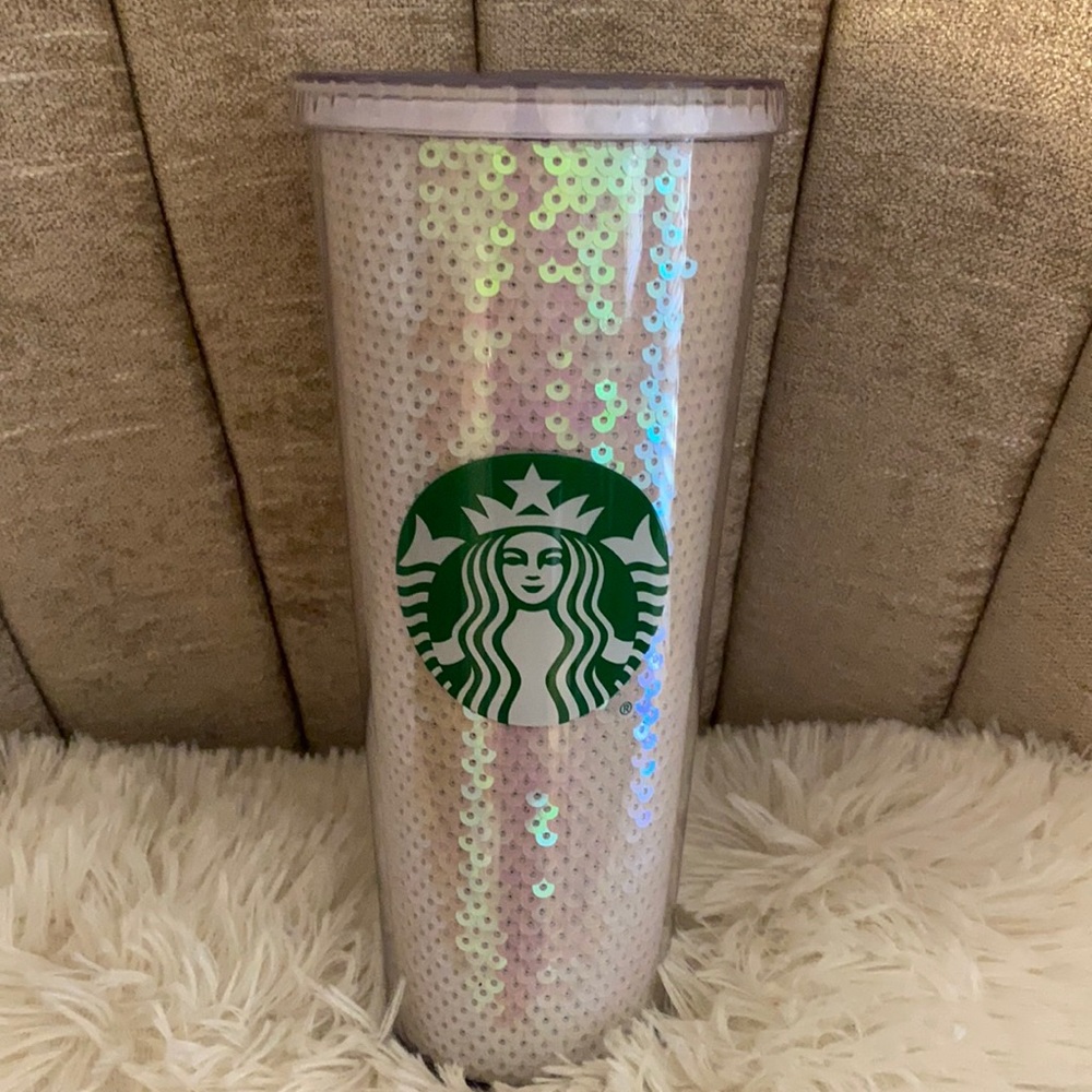 Starbucks iridescent white sequins insulated cup